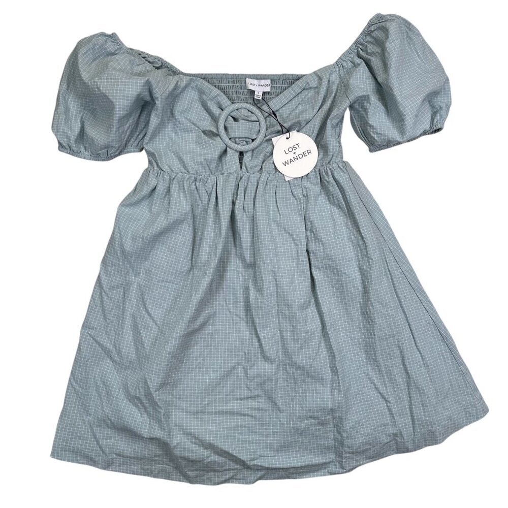 Lost + Wonder Small Babydoll Dress Brunch Party Wedding Green Puff Sleeve